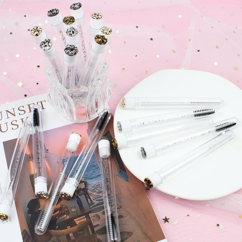 SenRocc 20pcs Mascara Wands Tube Reusable Lash Brush Metal Tube Eyelash Brush Tubes Spoolies Lash Extension Brushes Applicators Makeup Tools (Metal-MlX) - Image 5